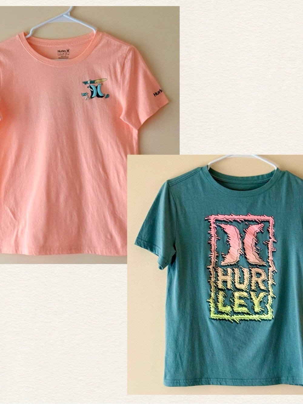 Hurley Boys Short Sleeve Graphic Tee Bundle - Orange & Sage, Size L (12-13 yrs)